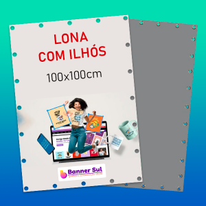 Lona com ilhós 100x100cm     Reforço e ilhós 